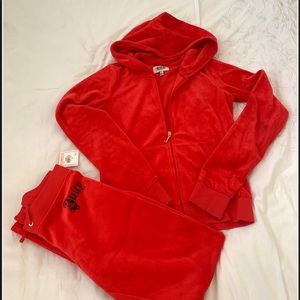 Teenager sized Juicy XL Orange/ Navy blue hoodie/ matching sweatpants set.